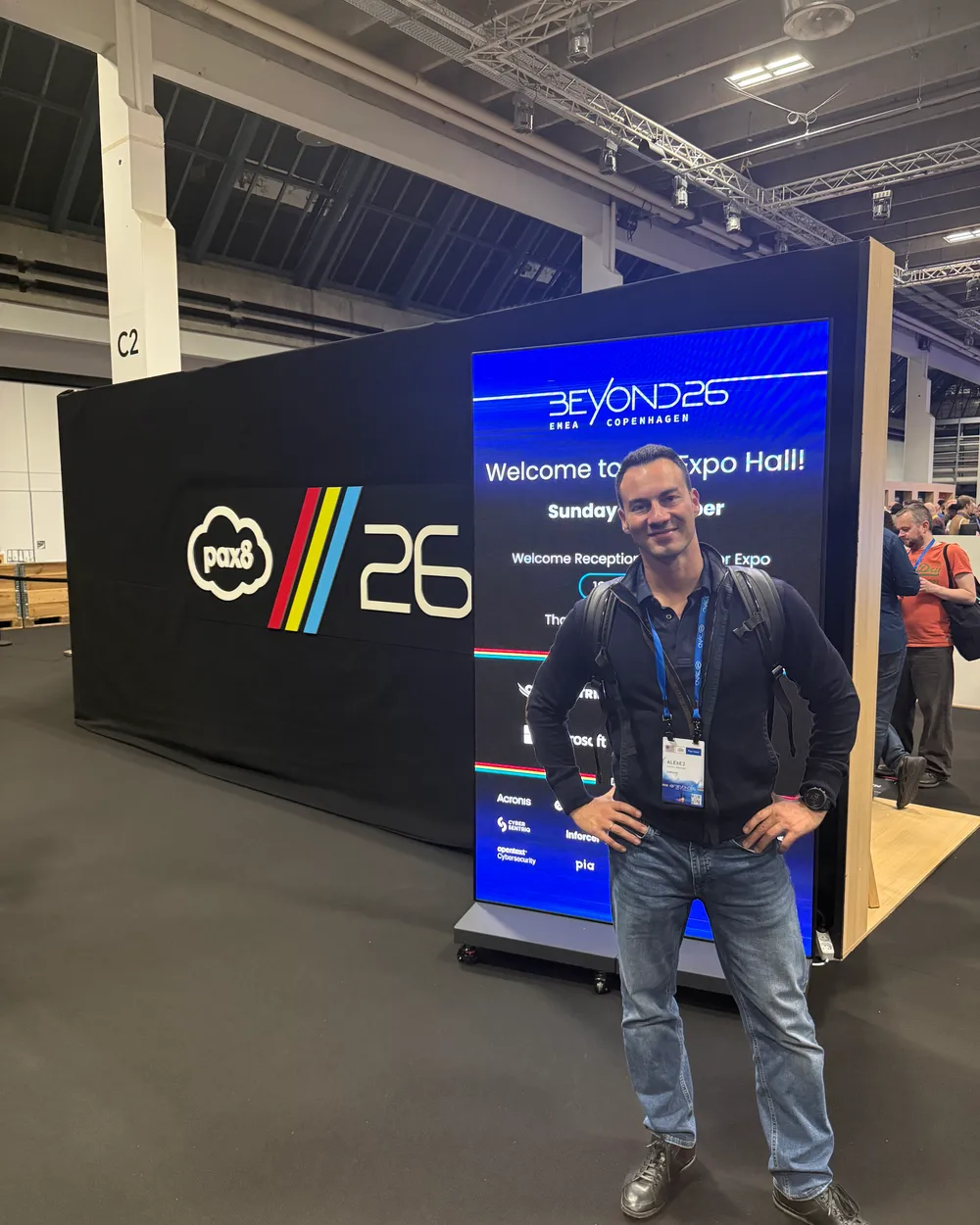 Alexej Pikovsky in the expo hall at Pax8 Beyond in Copenhagen